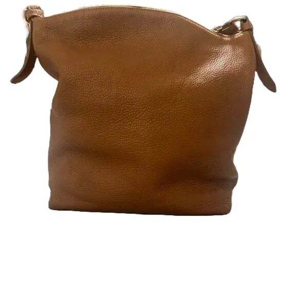 Dooney & Bourke Florentine brown pebble leather shoulder bag. Leather Bucket Bag - Picture 3 of 10